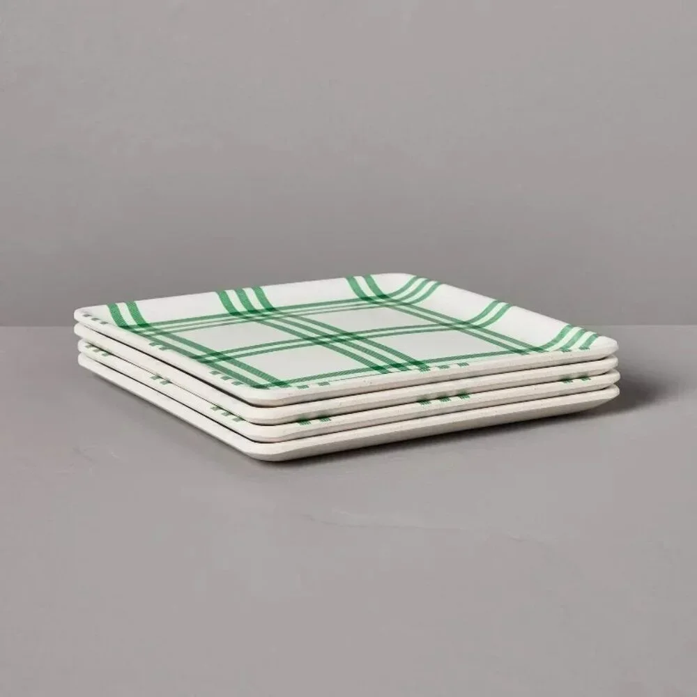 4pk Plaid Square Melamine Appetizer Plates - Hearth‎ & Hand Magnolia, Target